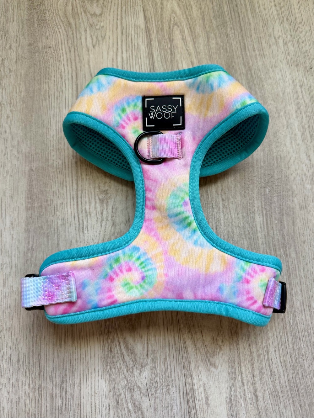 Sassy Woof - Pastel Tie-Dye Dog / Pet Harness with Teal Trim - size Small
